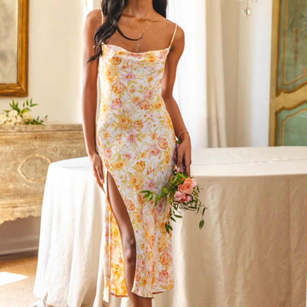 Midi dress with tie closure -XS